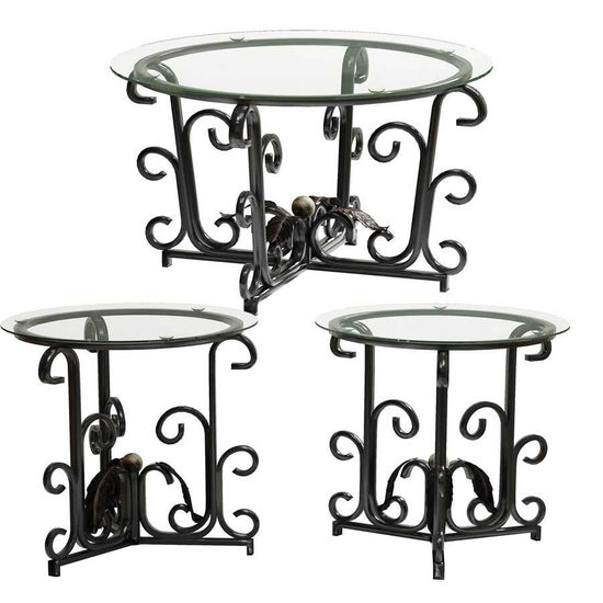 MLNshops 3 Piece Living Room Coffee Table Set with Glass Top Default