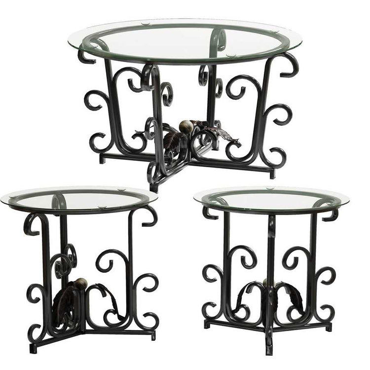 MLNshops 3 Piece Living Room Coffee Table Set with Glass Top Default
