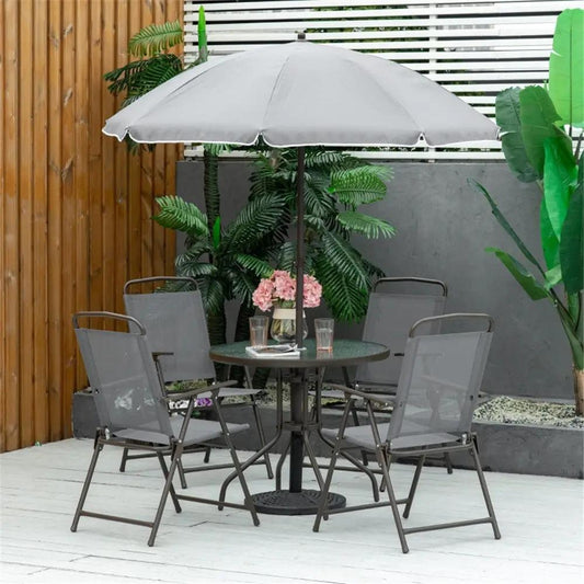 Outdoor dining table and chair package with umbrella MLNshops