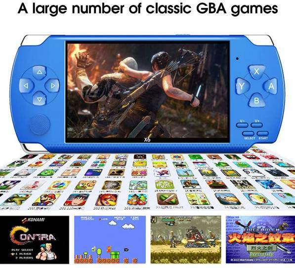 Overlord X6 Handheld Game Console psp64 bit 8GB Arcade NES- USB Charging