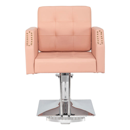 PVC leather aluminum alloy foot pedal rivet type square chassis high oil pump barber chair 150kg pink MLNshops