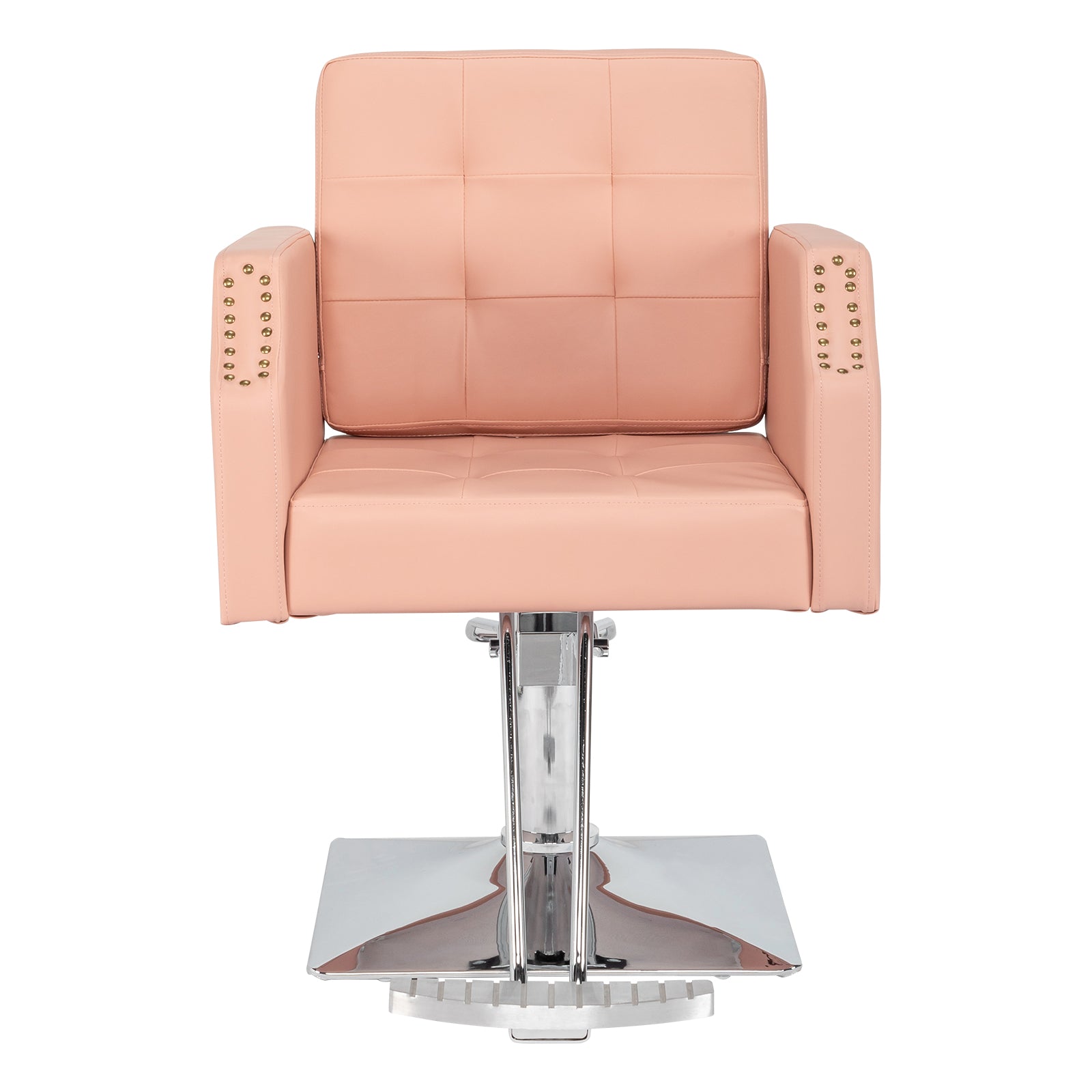 PVC leather aluminum alloy foot pedal rivet type square chassis high oil pump barber chair 150kg pink