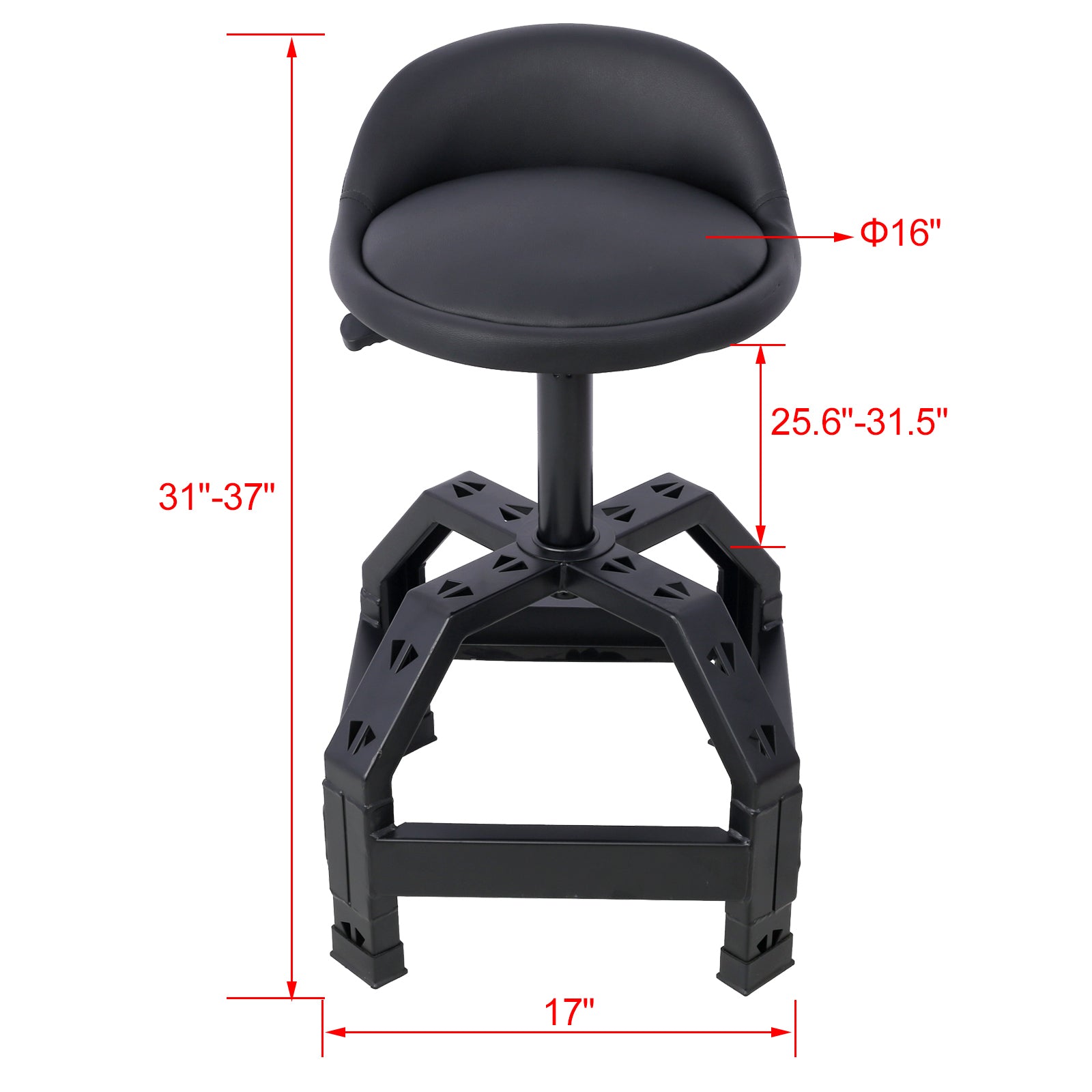 Pneumatic 360 Degree Swivel Stool, Mechanics Rolling Creeper Seat, Heavy Duty Mechanics Stool,black MLNshops