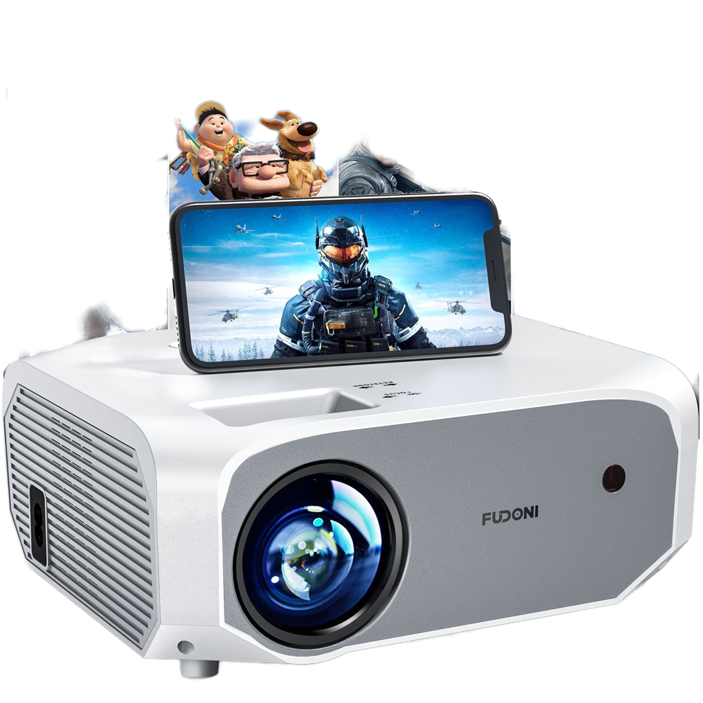 Projector with WiFi and Bluetooth - Native 1080P 5G WiFi 4K projector compatible with FUDONI 10000L Portable Outdoor with Screen