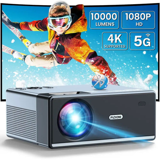 Projector with WiFi and Bluetooth, Projector 4K Support Native 1080P Projector, 5G WiFi with 350 ANSI Max 300" Display MLNshops