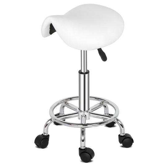 Saddle Stool Feet Rotation Bar Stool White