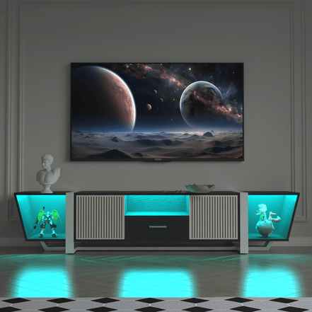 Modern TV Stand with LED & Remote Control Entertainment Bar