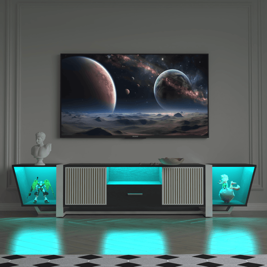 Modern TV Stand with LED & Remote Control Entertainment Bar