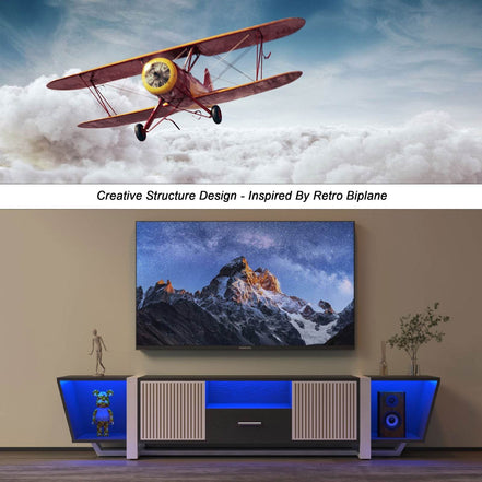 Modern TV Stand with LED & Remote Control Entertainment Bar