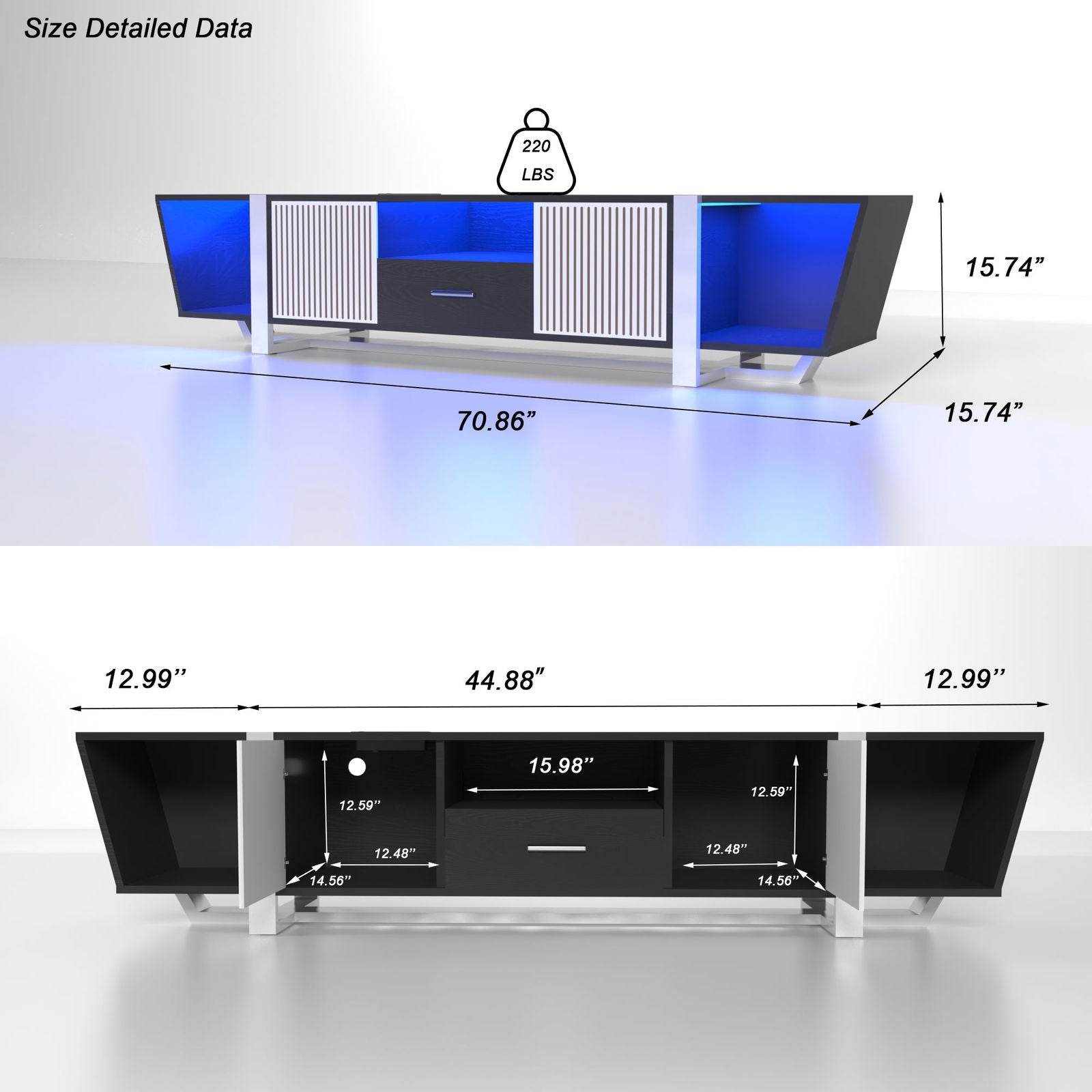 Modern TV Stand with LED & Remote Control Entertainment Bar