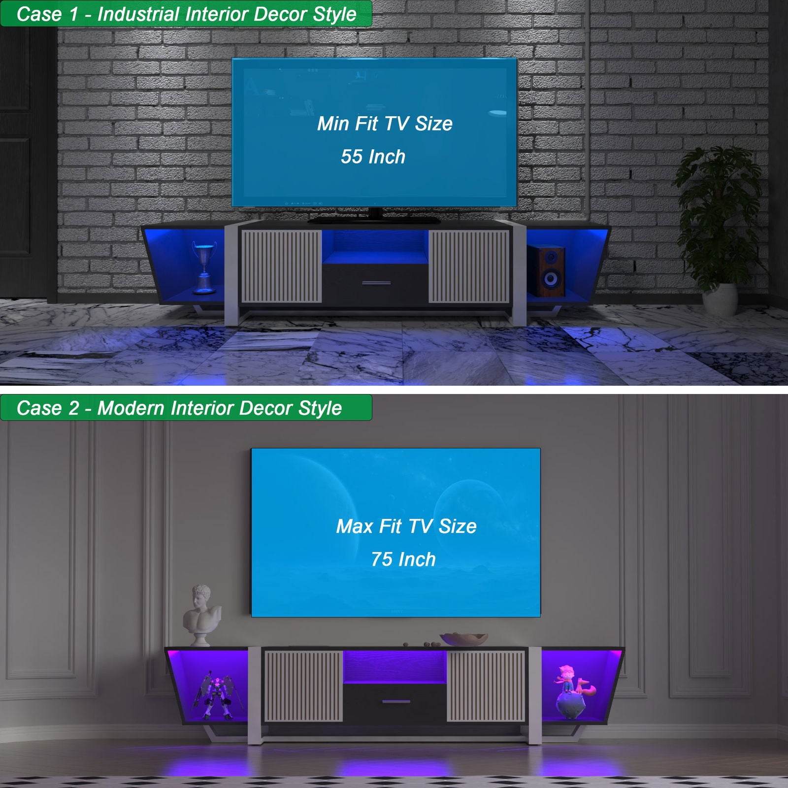 Modern TV Stand with LED & Remote Control Entertainment Bar