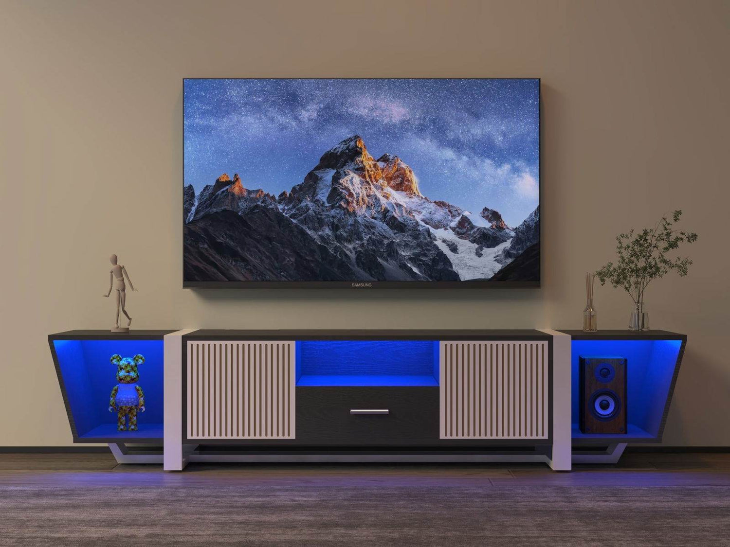 Modern TV Stand with LED & Remote Control Entertainment Bar