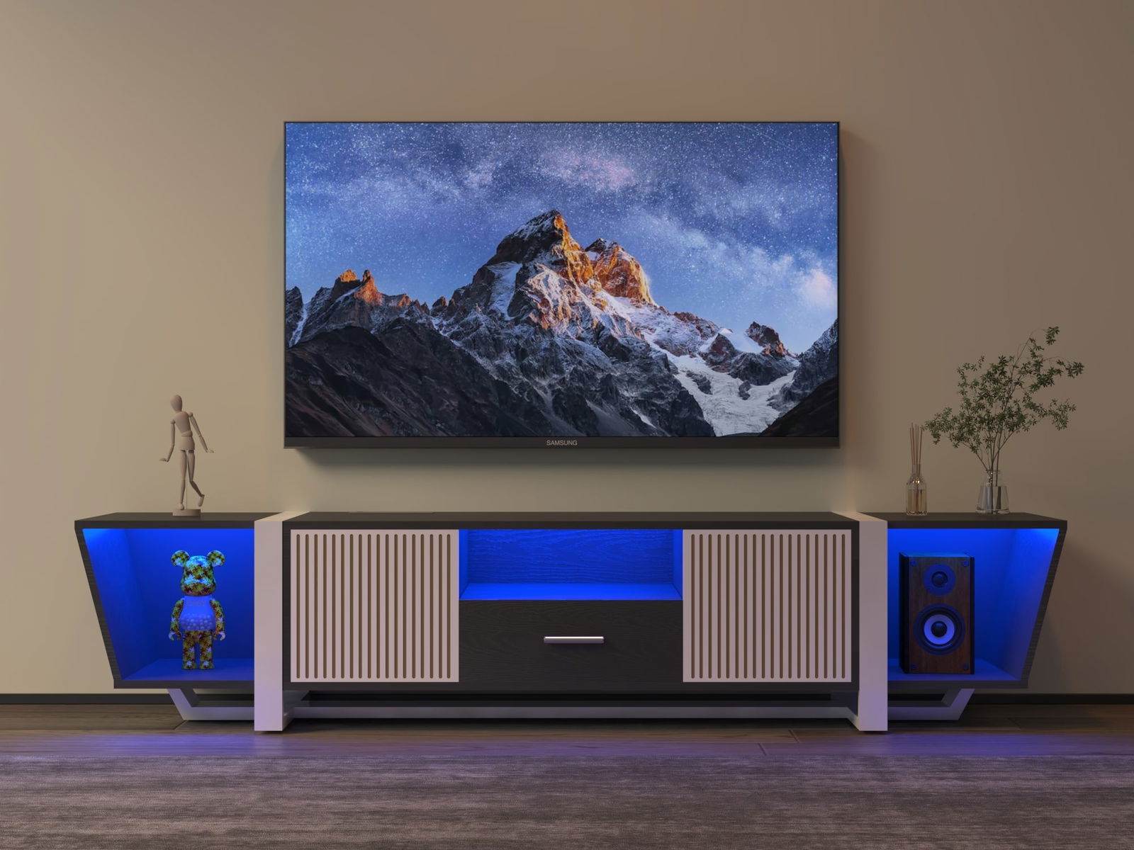 Modern TV Stand with LED & Remote Control Entertainment Bar