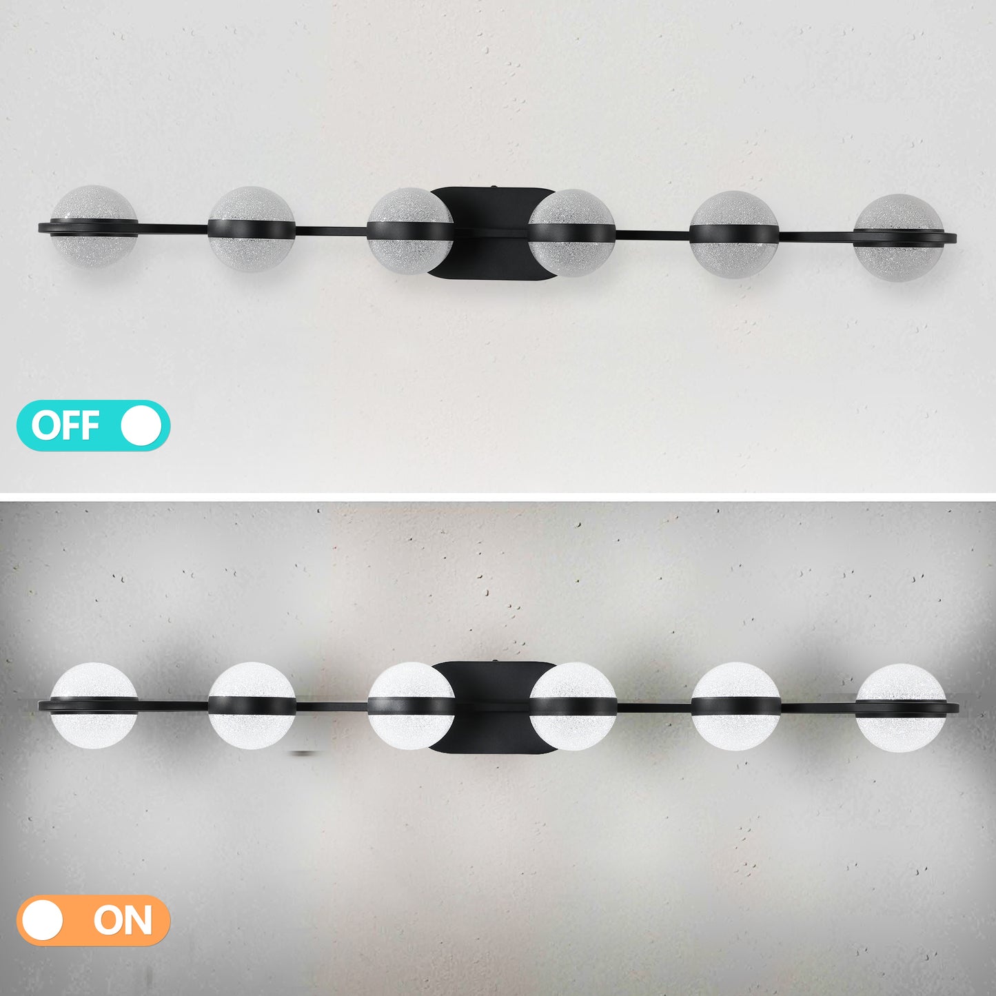 Vanity Lights With 6 LED Bulbs For Bathroom Lighting(Black) MLNshops