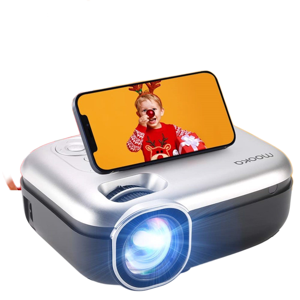 Video Projector with WiFi, 8000L with Carrying Bag, Support 200" Full HD, Gray