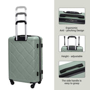Hardshell Suitcase with Spinner Wheels ABS Luggage Sets Lightweight Durable Suitcase,8-Piece Set (20/24/28+portable handbag + 4 pieces storage bag set) , GREEN