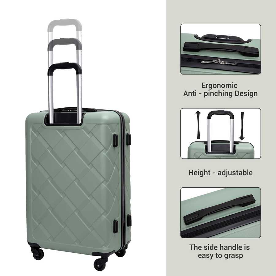 Hardshell Suitcase with Spinner Wheels ABS Luggage Sets Lightweight Durable Suitcase,8-Piece Set (20/24/28+portable handbag + 4 pieces storage bag set) , GREEN