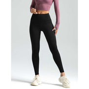 MLNshops MT20 Yoga Leggings in black featuring high waistband and 4D stretch fabric, ideal for fitness and yoga sessions.