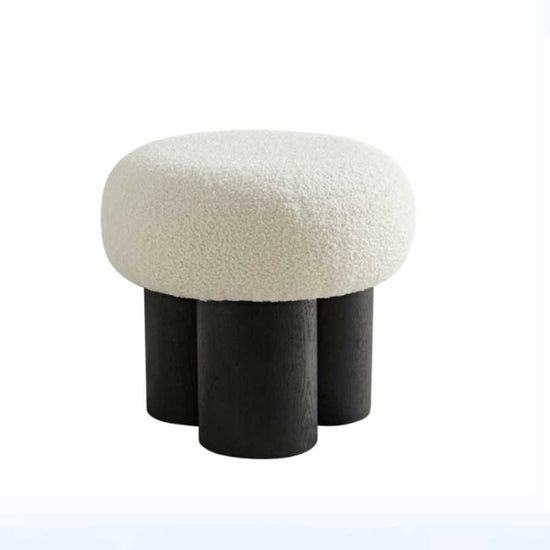 W8017-1 White/Black Lamb Wool Seat with Barrel PVC Pipe and Black Ash Willow