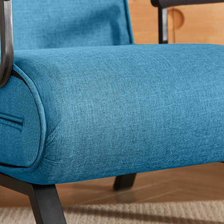 Blue linen upholstery detail on the Convertible Folding Chair Bed - Compact & Multi-Functional, showcasing texture and quality fabric.