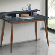 Roskilde Mid-Century Modern Wood Writing Desk with Hutch, Grey