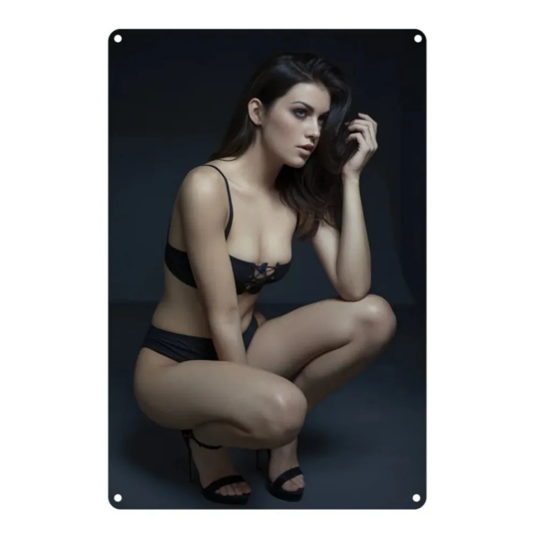 CIFbuy Retro Aluminum Wall Decor with a vintage-style 2D image of a woman in lingerie, ideal for home or garden novelty wall art.