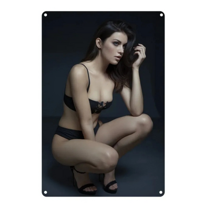 CIFbuy Retro Aluminum Wall Decor with a vintage-style 2D image of a woman in lingerie, ideal for home or garden novelty wall art.