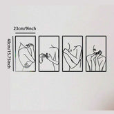 Minimalist single line face wall art 4-pack with black frames, modern decor for home