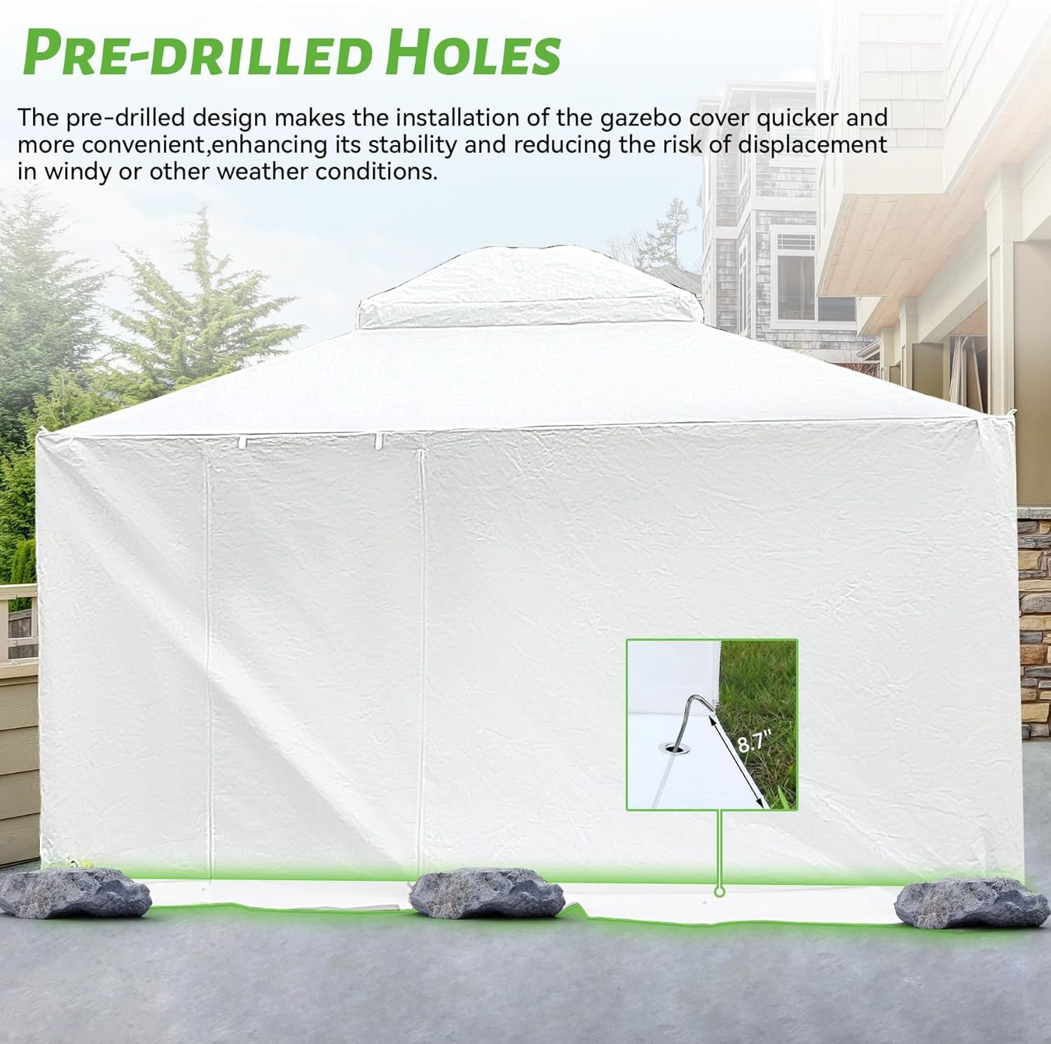 12'x14' Gazebo Cover for Hardtop Gazebos, Outdoor Universal Winter Gazebo Cover with Sidewalls and Mesh Windows, All Season Waterproof Enclosed Gazebo Cover, White