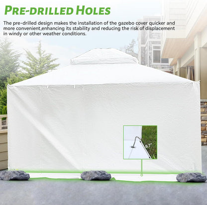 12'x14' Gazebo Cover for Hardtop Gazebos, Outdoor Universal Winter Gazebo Cover with Sidewalls and Mesh Windows, All Season Waterproof Enclosed Gazebo Cover, White