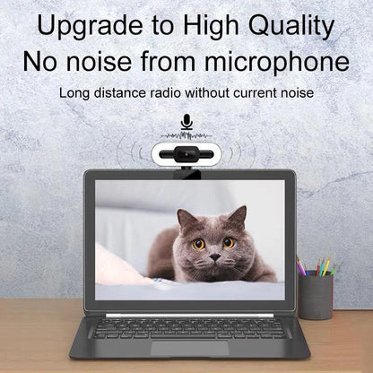 High-quality 4K webcam with noise-free microphone, designed for long-distance audio and video streaming on laptops and desktops.