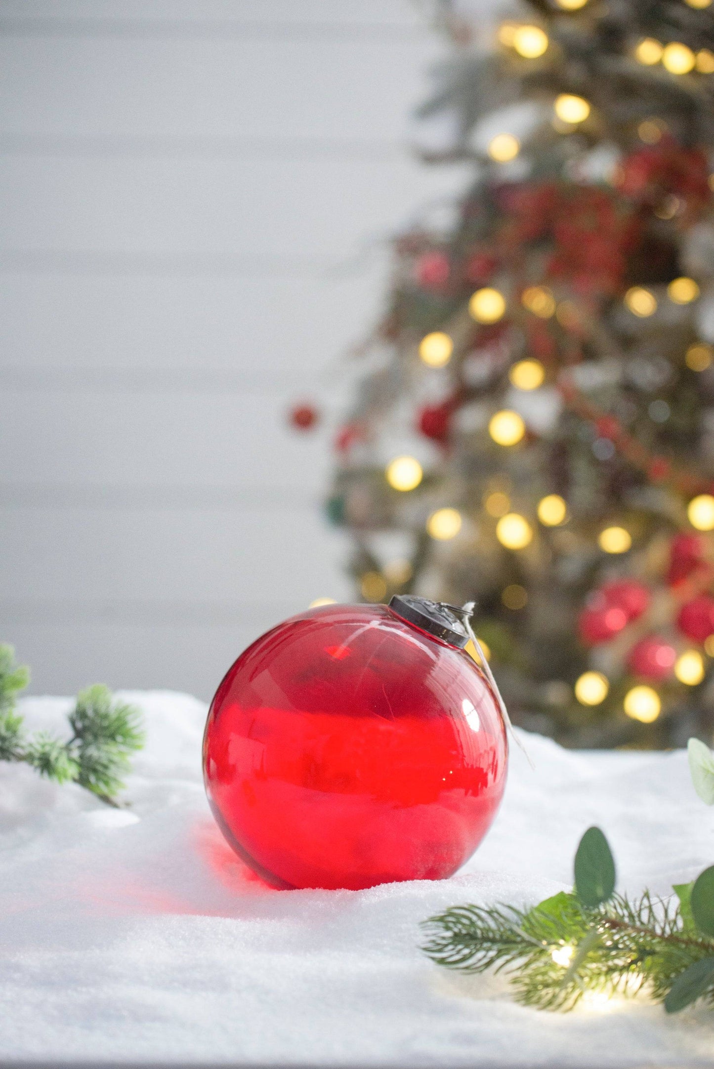 6' Red Glass Ornament, Decorative Hanging Ball Christmas Tree Ornaments for Holiday Party Decorations, Set of 3