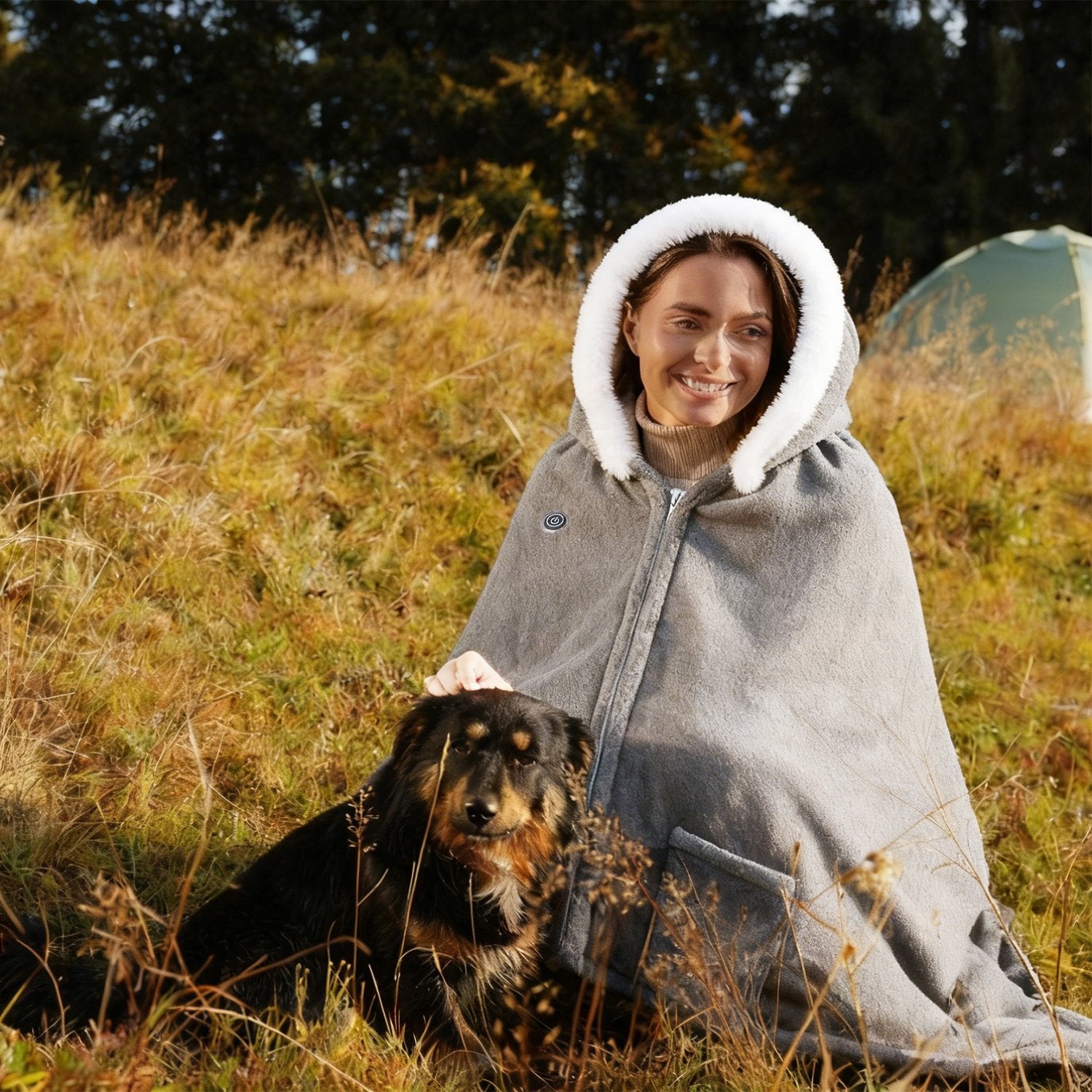 8-Zone Wearable Heated Blanket - 3 Adjustable Heat Levels, 59x31in Soft Flannel, USB-Powered Portable Design with Pockets, Machine Washable Winter Warmth