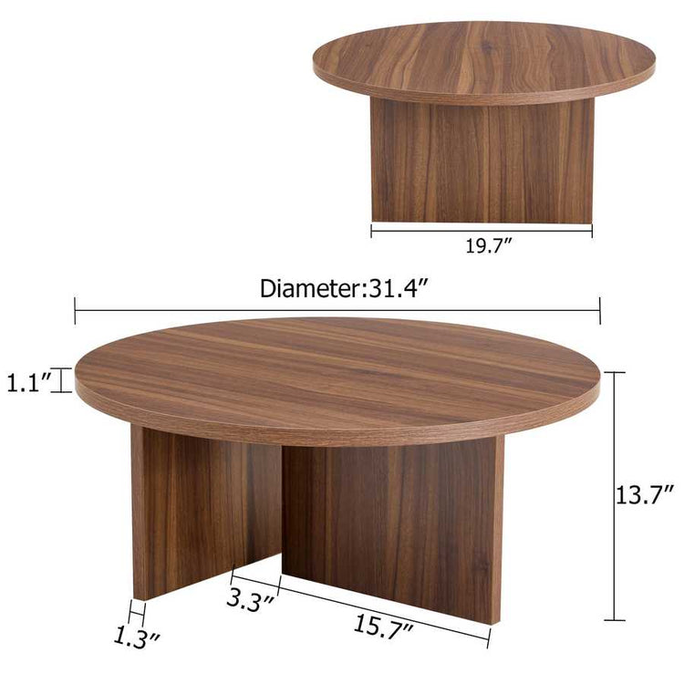 Versatile Walnut-Finished MDF Round Coffee Table