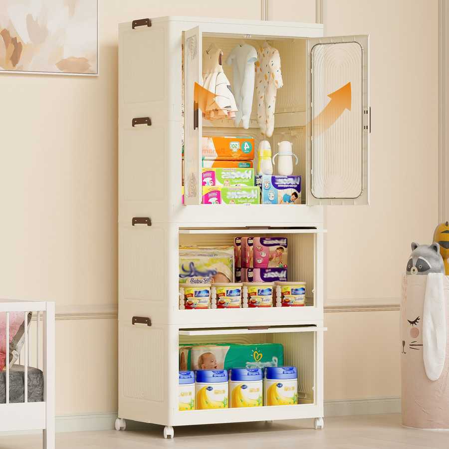 Portable Wardrobe Closet Storage Organizer & Magnetic Doors