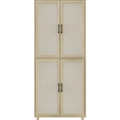 4 Door Cabinet, with 4 Adjustable Inner Shelves, Storage Cabinet
