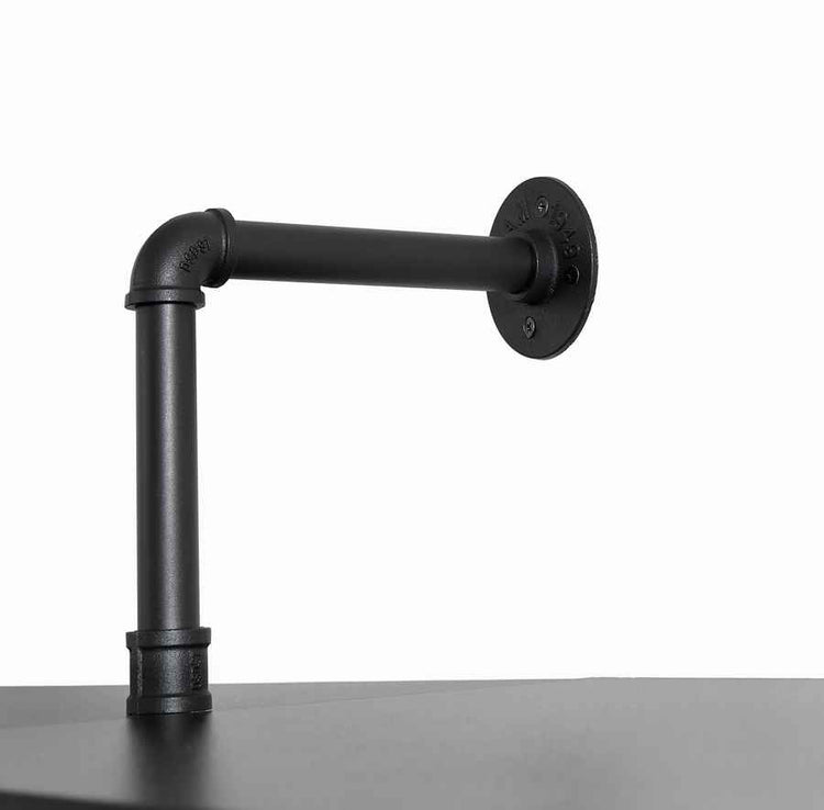Black industrial clothes rack with LED lights, sturdy metal construction, adjustable height, supports 100 lbs, ideal for storage