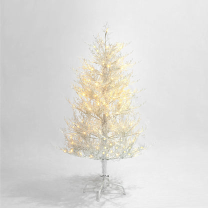 4FT Pre-lit Aspen Fir Artificial Christmas Tree, Hinged Xmas Tree 280 Snow Flocked Branch Tips, 230 Warm White LED Lights, Holiday Coral Christmas Tree for Home Party