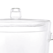 Close-up of the BPA Free Drink Pitcher lid with easy-pour spout, highlighting its secure fit and transparent design for spill-free serving.