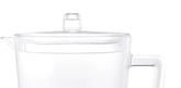 Close-up of the BPA Free Drink Pitcher lid with easy-pour spout, highlighting its secure fit and transparent design for spill-free serving.