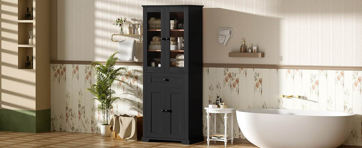 MLNshops 67 inch bathroom linen cabinet - Black Tall Storage