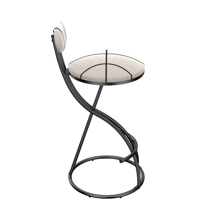 Upholstered Bar Stools Set of 2 Striped Counter Height Barstools Modern Velvet Dining Chairs for Kitchen Island, Living Room (Black & Stripe)