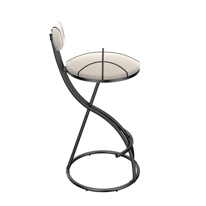 Upholstered Bar Stools Set of 2 Striped Counter Height Barstools Modern Velvet Dining Chairs for Kitchen Island, Living Room (Black & Stripe)