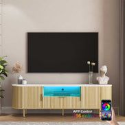 LED TV Stand with Storage for 55+ Inch TVs with app-controlled 256-color LED lighting, ideal for modern entertainment setups.