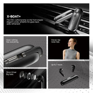 X-BOAT+ Wireless Earbuds 35H Playback BT5.3 ENC Noise Cancelling 13mm Driver IF Award Metal Case Black
