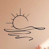 Black metal minimalist sunrise wall art on beige background