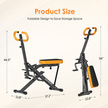 Foldable Squat Machine Home - Adjustable Resistance with detailed product dimensions for compact storage and home use.