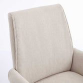 Detailed view of the white corduroy backrest on ergonomic office chair, showcasing texture and supportive mid-back design.
