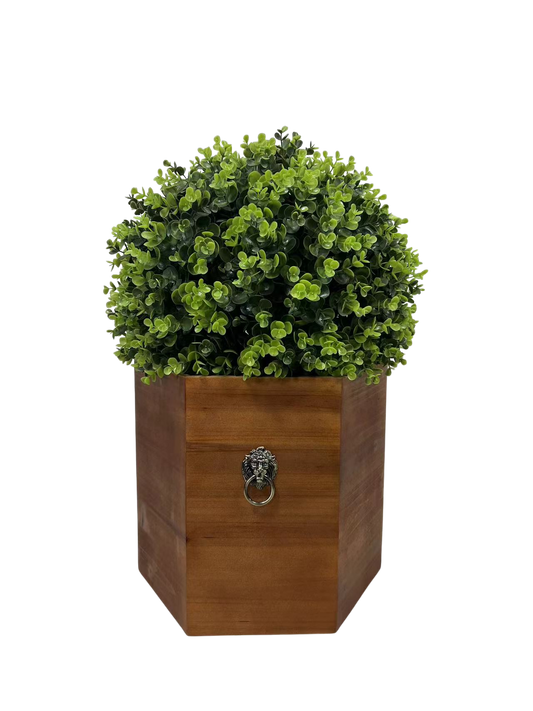 24" Ball Topiary in Redwood Pot, Artificial Faux Plant for indoor and outdoor MLNshops]