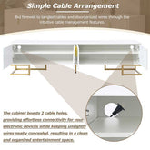 Entertainment center with built-in cable management system, keeping wires hidden for a clean and organized setup.